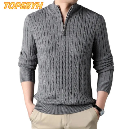 Men's Slim Fit Quarter Zip Mock Neck Sweater