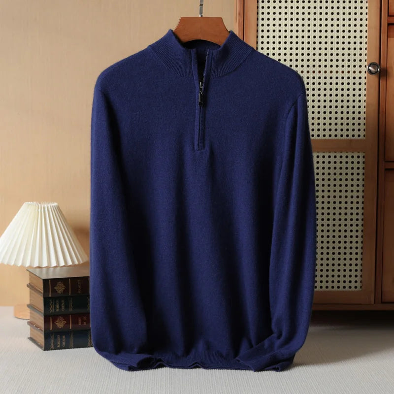 Men's Cashmere Zip Neck Sweater