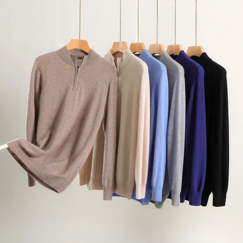 Men's Cashmere Zip Neck Sweater