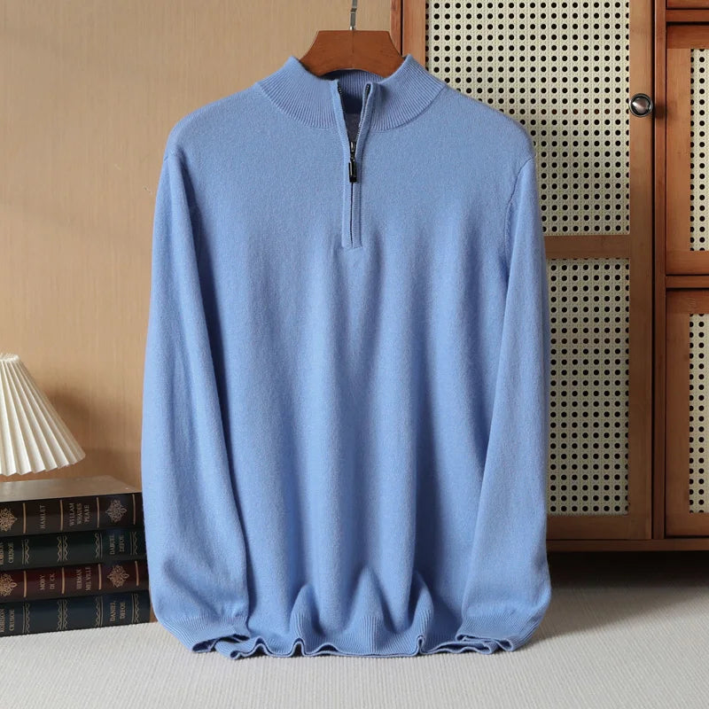 Men's Cashmere Zip Neck Sweater