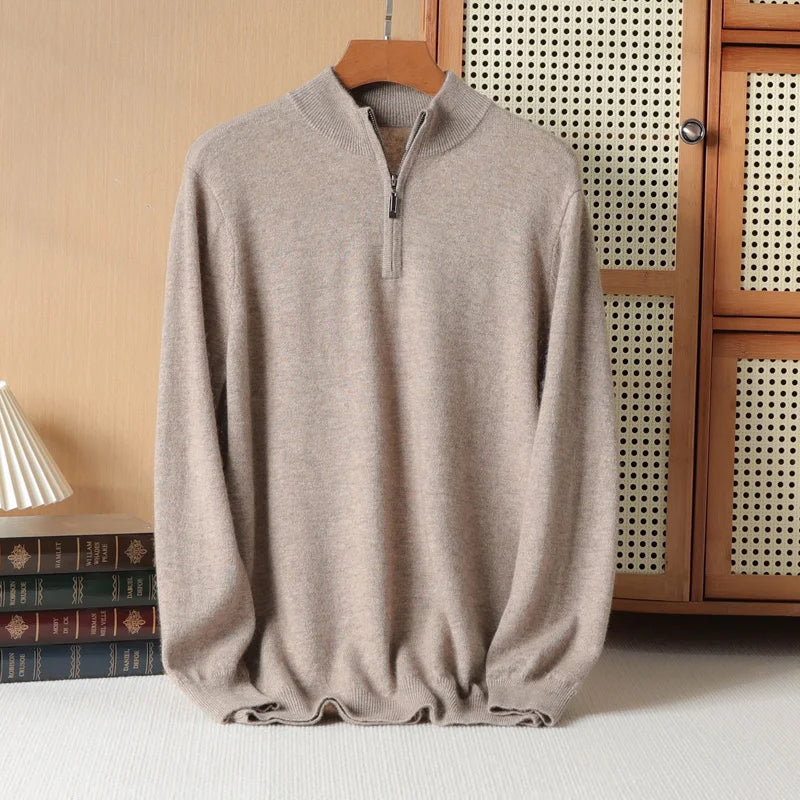 Men's Cashmere Zip Neck Sweater