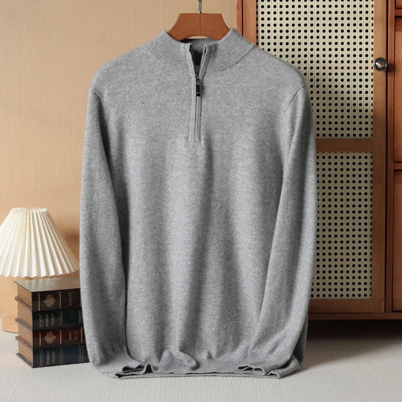 Men's Cashmere Zip Neck Sweater