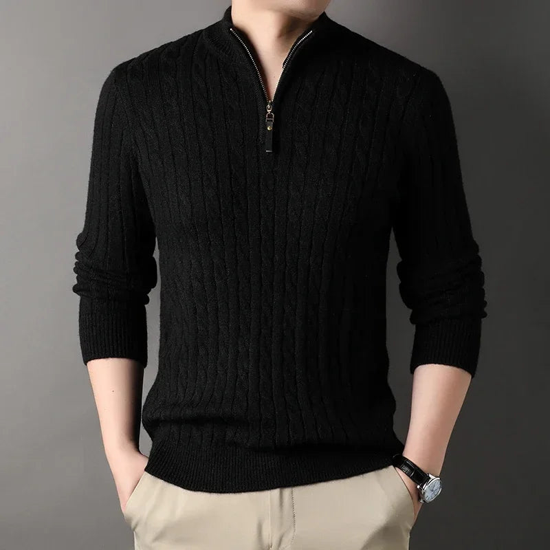 Men's Slim Fit Quarter Zip Mock Neck Sweater